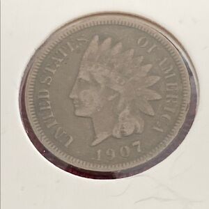 Antique 1907 Indian Head One Cent Coin